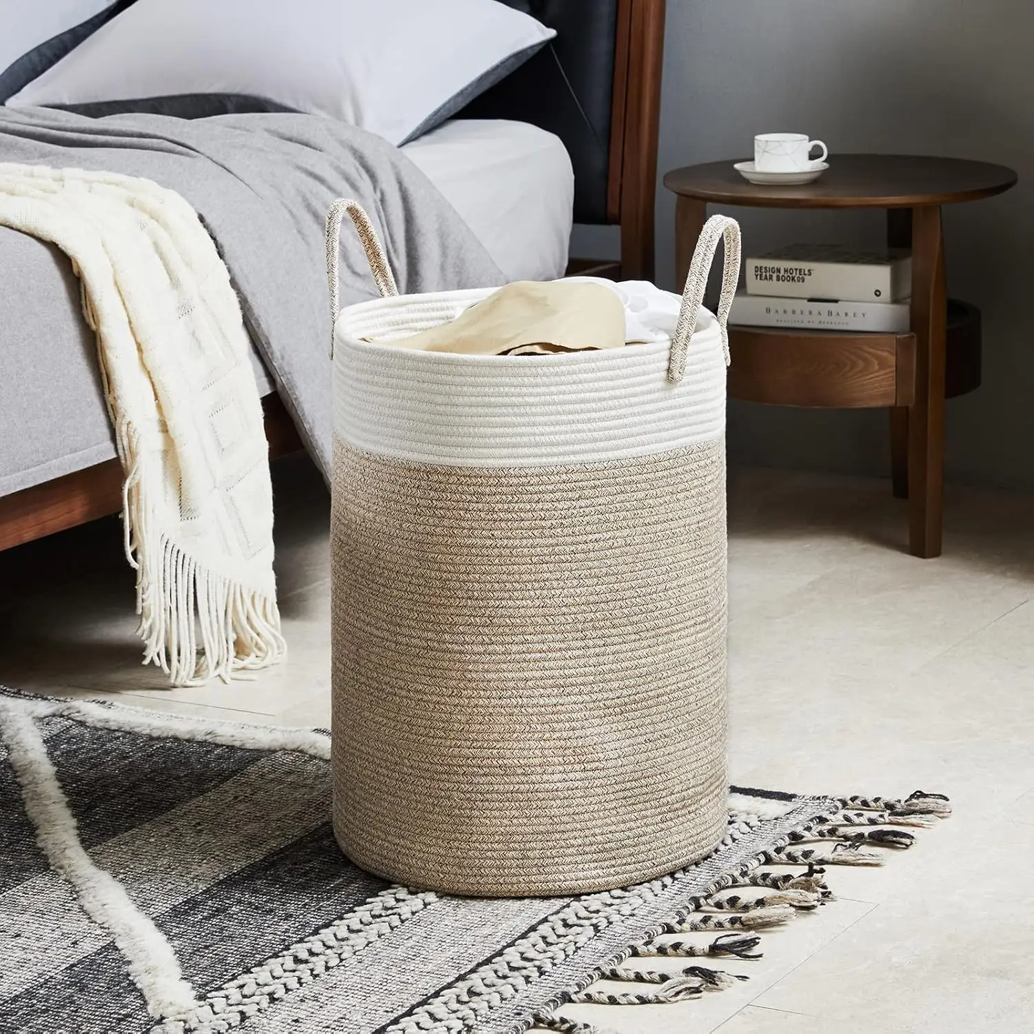 woven storage basket for organized wardrobe